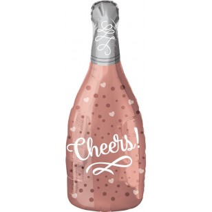 Rose Gold Cheers Champagne Wine Bottle Birthday Balloon